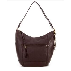 The Sak Sequoia Mahogany Pebbled Leather Hobo Shoulder Bag Purse 107136 New